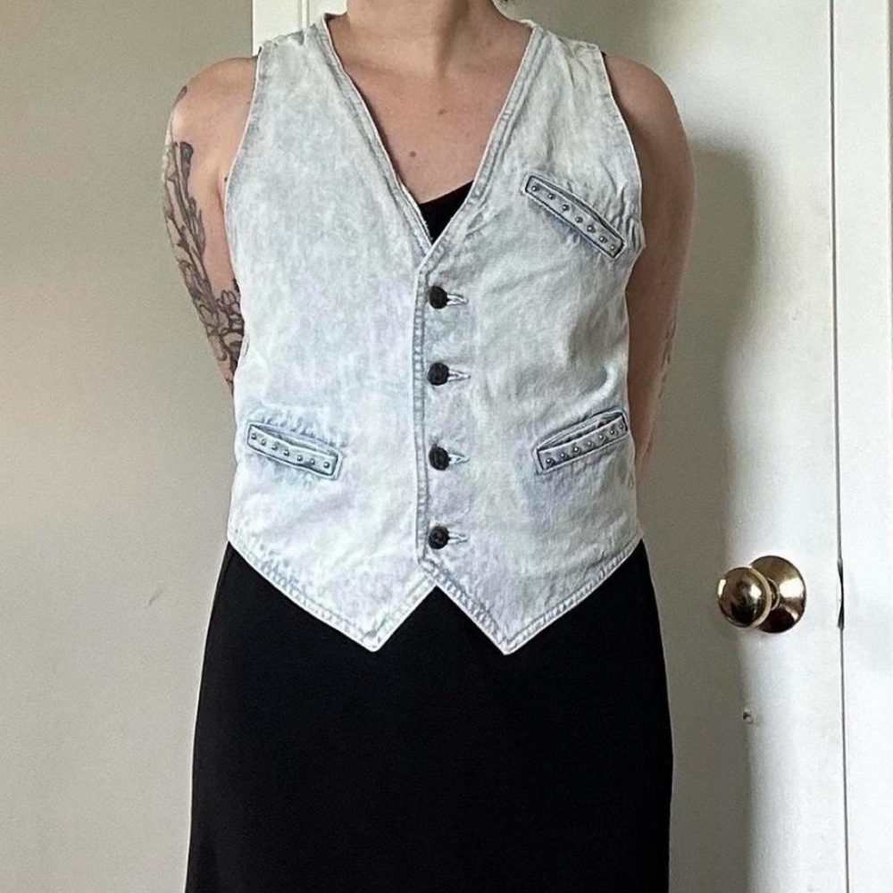 Vintage 90s Acid Wash Denim Vest